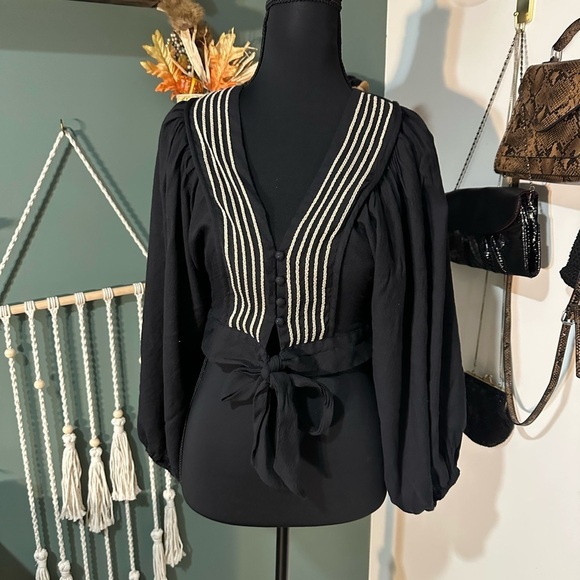 DO+BE Tops - DO+BE Black Blouse with White Stripes